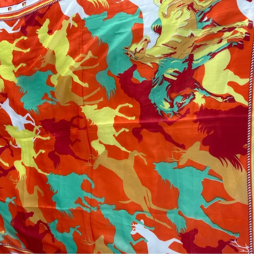 Beautiful silk/viscose oversized scarf/wrap in orange w/an abstract print. EUC